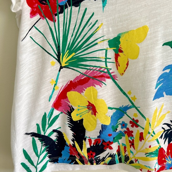 Banana Republic Factory Tropical Graphic Short Sleeve Tee White Cotton Size XS - Picture 5 of 10